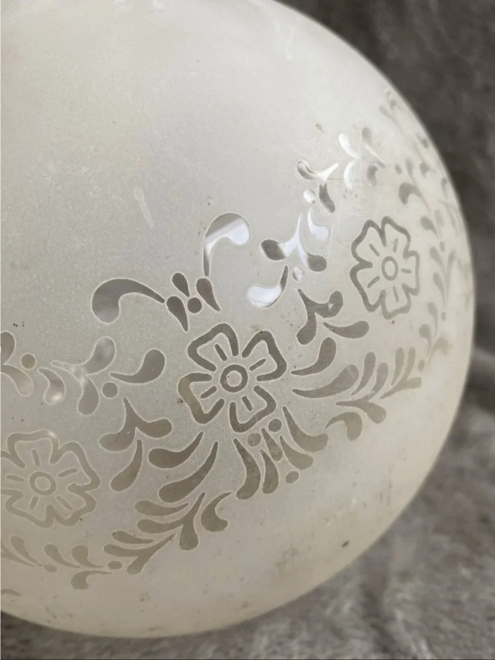 Vintage Floral Pattern Frosted Glass Globe Lamp Shade